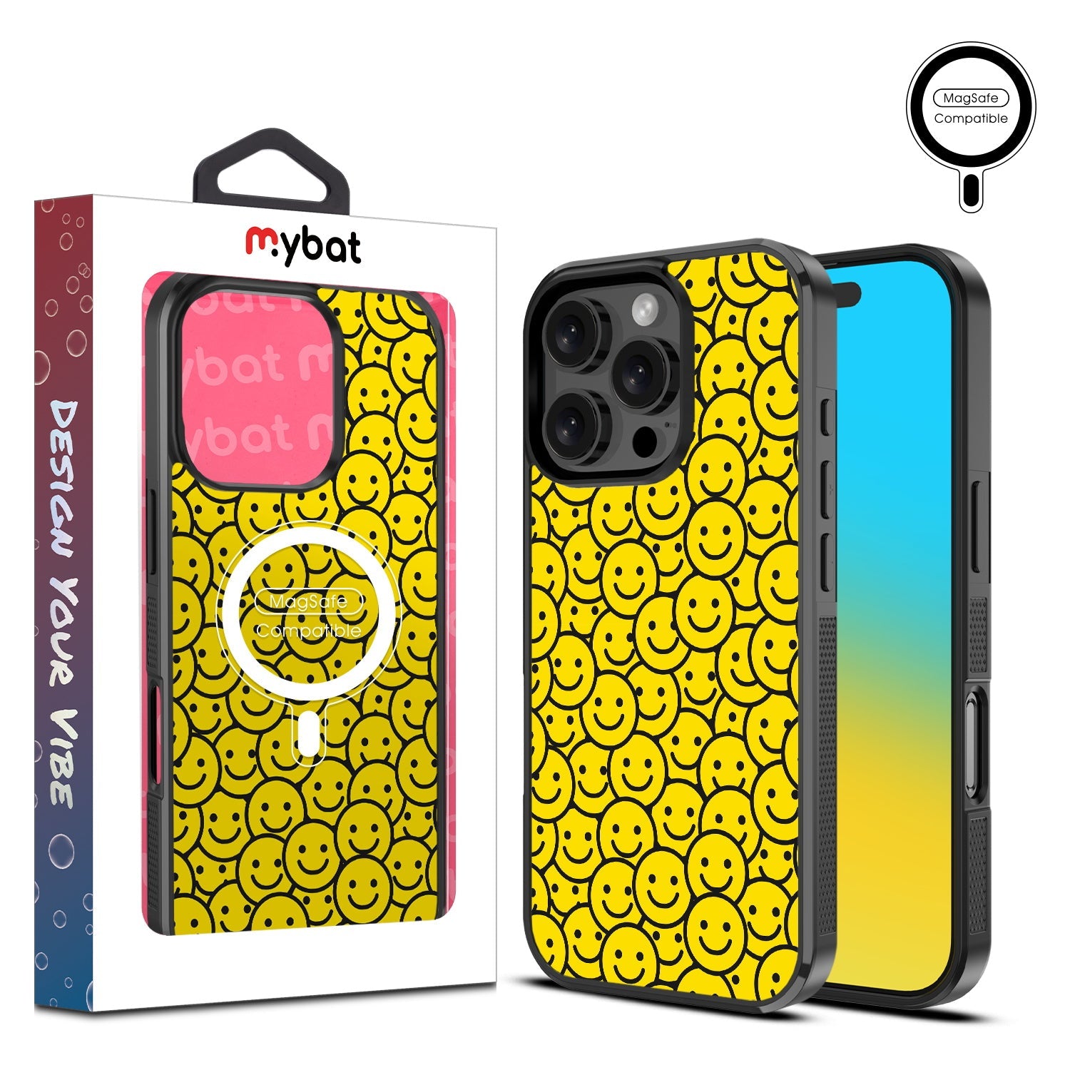 MyBat Design Lab Series MagSafe Case for Apple iPhone 16 Pro - Smiley Faces