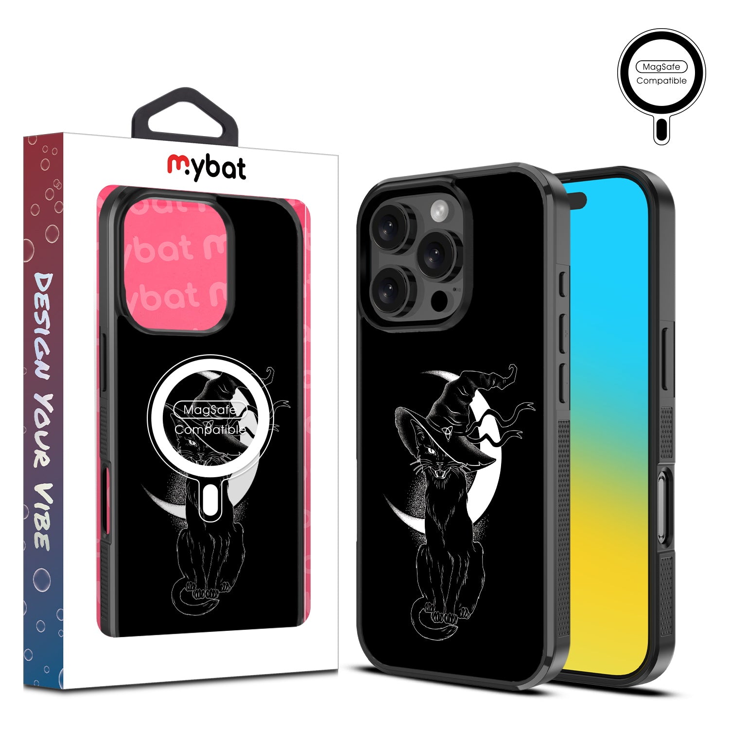 MyBat Design Lab Series MagSafe Case for Apple iPhone 16 Pro - Black Cat Magic
