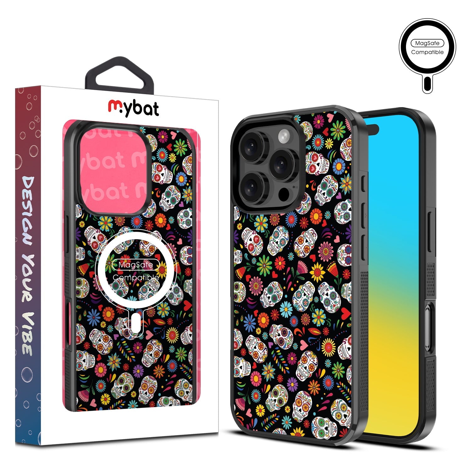MyBat Design Lab Series MagSafe Case for Apple iPhone 16 Pro - Fiesta Skulls