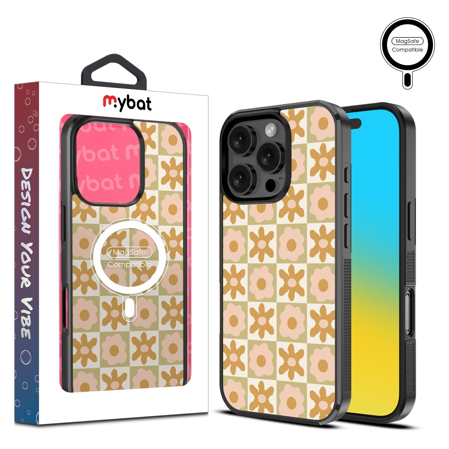 MyBat Design Lab Series MagSafe Case for Apple iPhone 16 Pro - Flower Grid