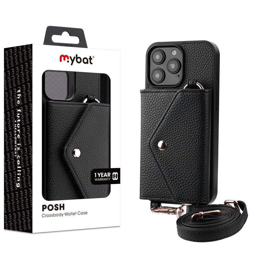 MyBat Posh Crossbody Wallet Case for Apple iPhone 16 Pro - Black