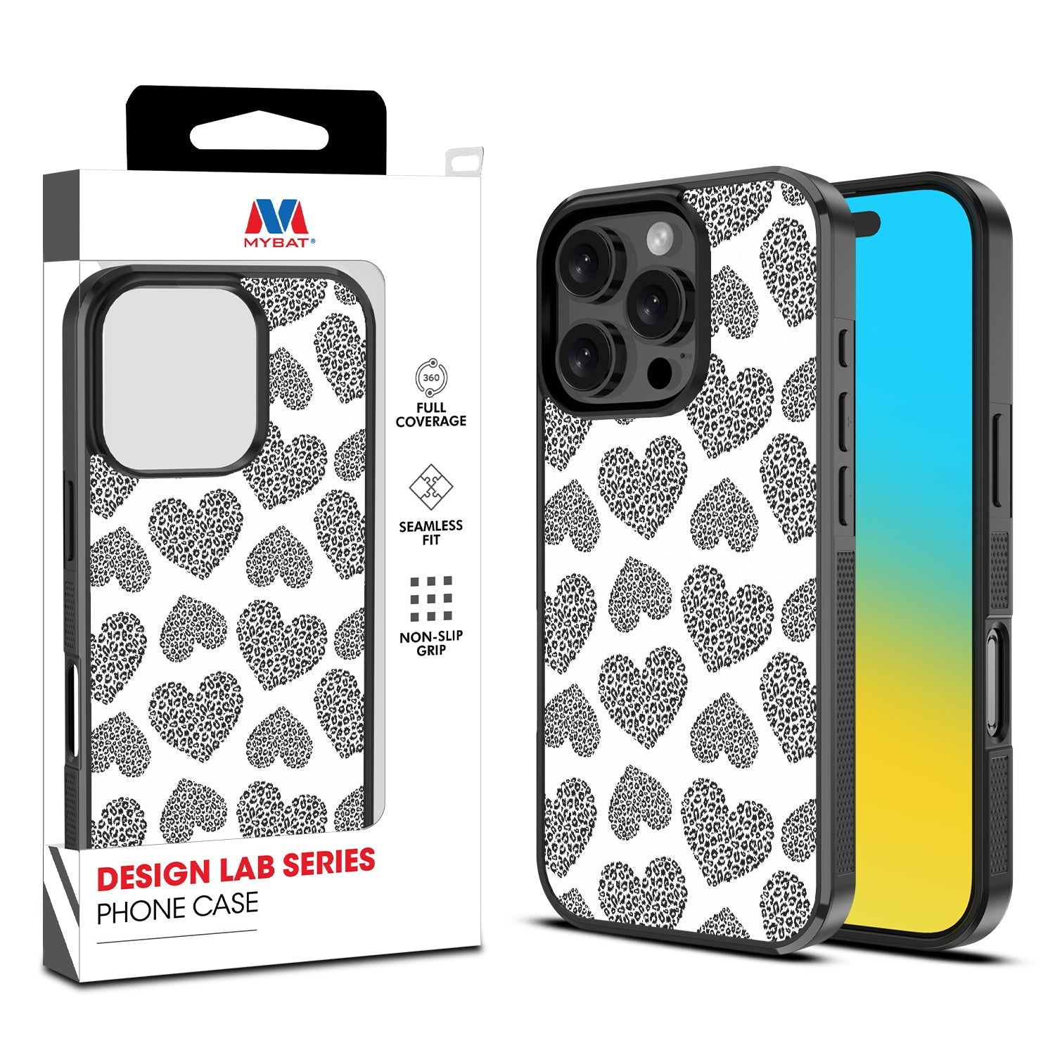 MyBat Design Lab Series Case for Apple iPhone 16 Pro Max - Leopard Print Hearts