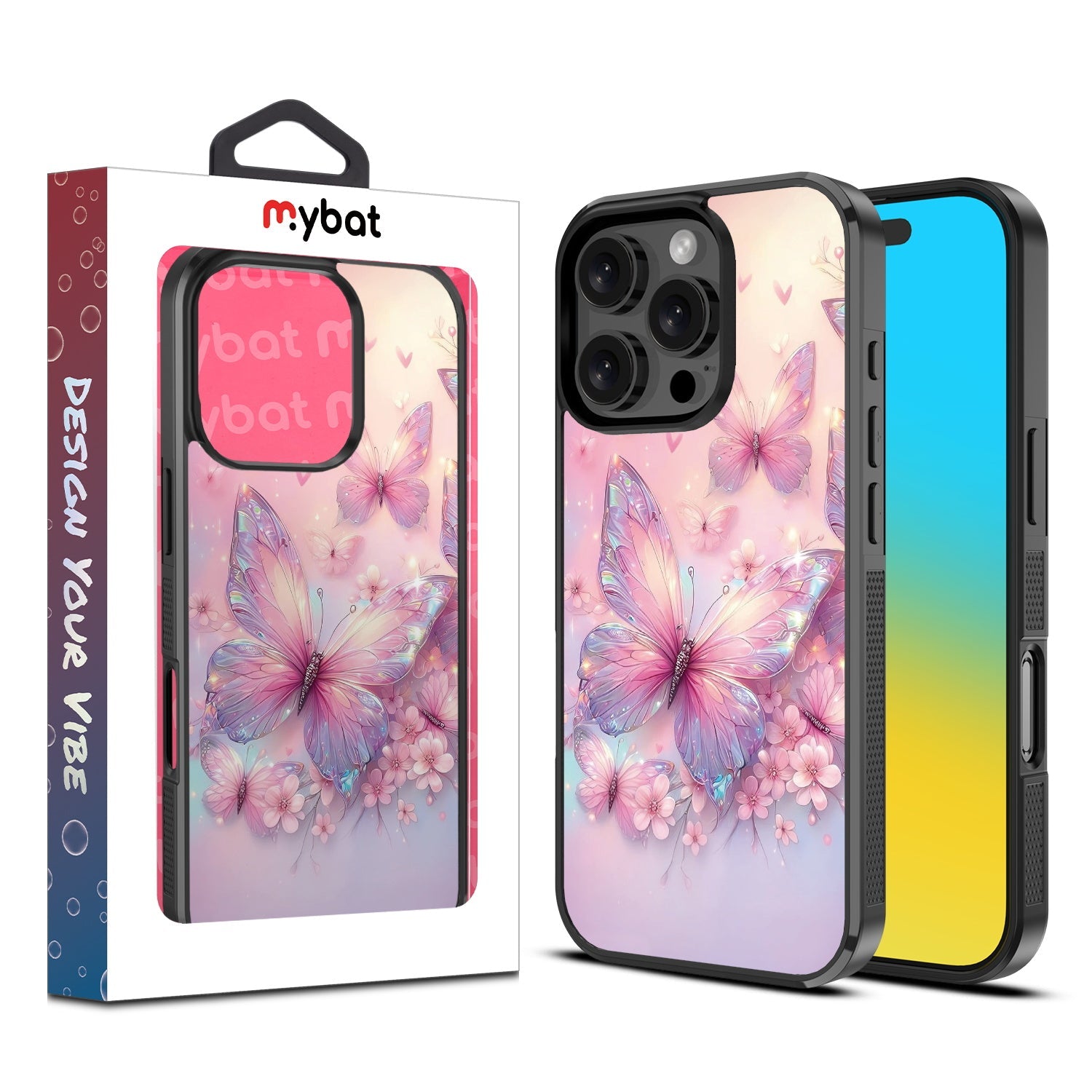 MyBat Design Lab Series Case for Apple iPhone 16 Pro Max - Pink Butterflies