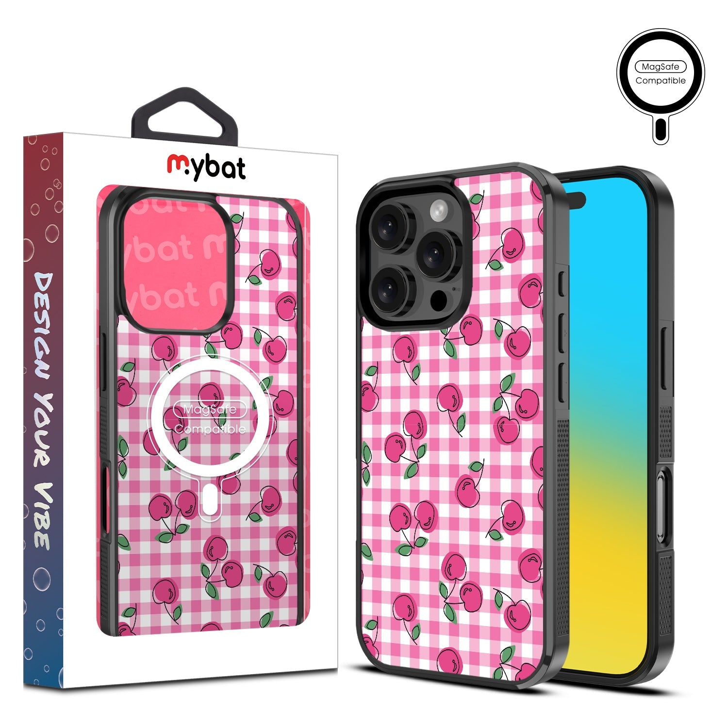 MyBat Design Lab Series MagSafe Case for Apple iPhone 16 Pro Max - Pink Cherries