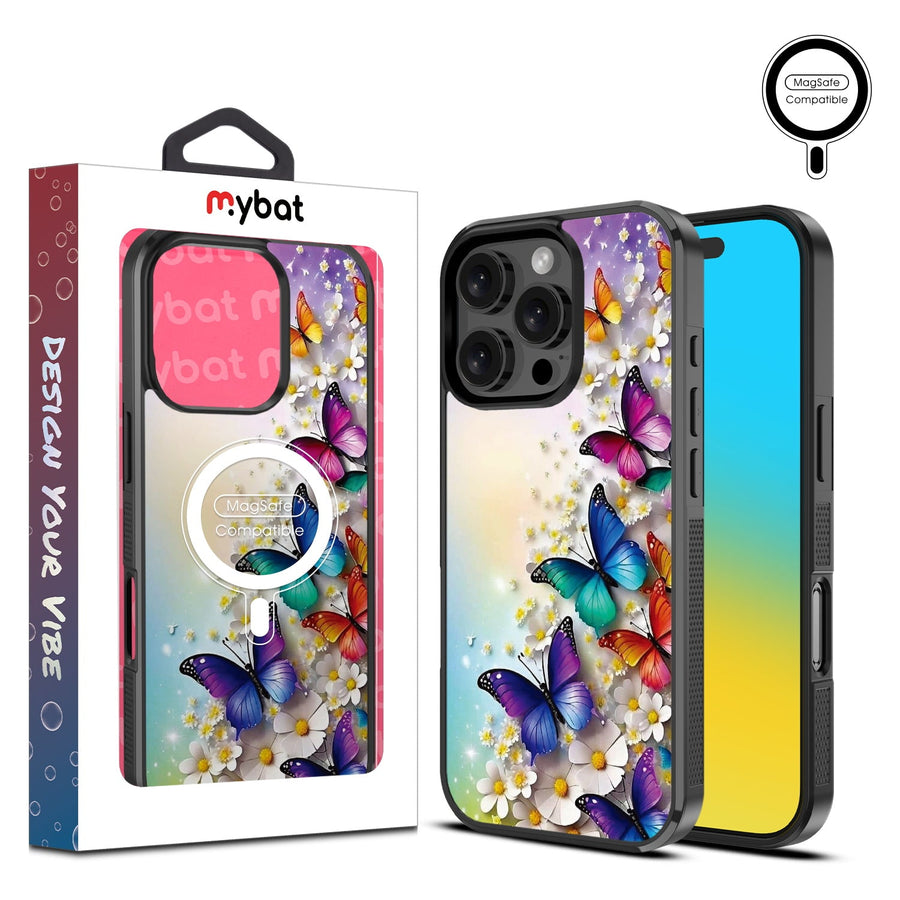 MyBat Design Lab Series MagSafe Case for Apple iPhone 16 Pro Max - Rainbow Butterflies