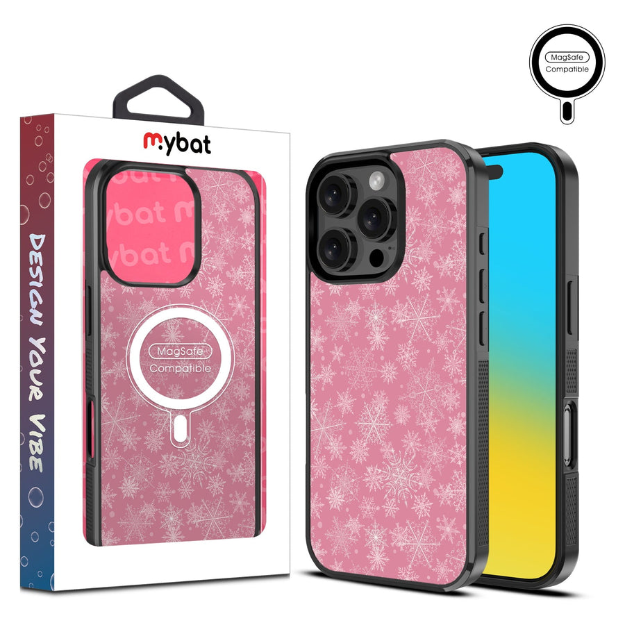MyBat Design Lab Series MagSafe Case for Apple iPhone 16 Pro Max - Pink Snowflakes