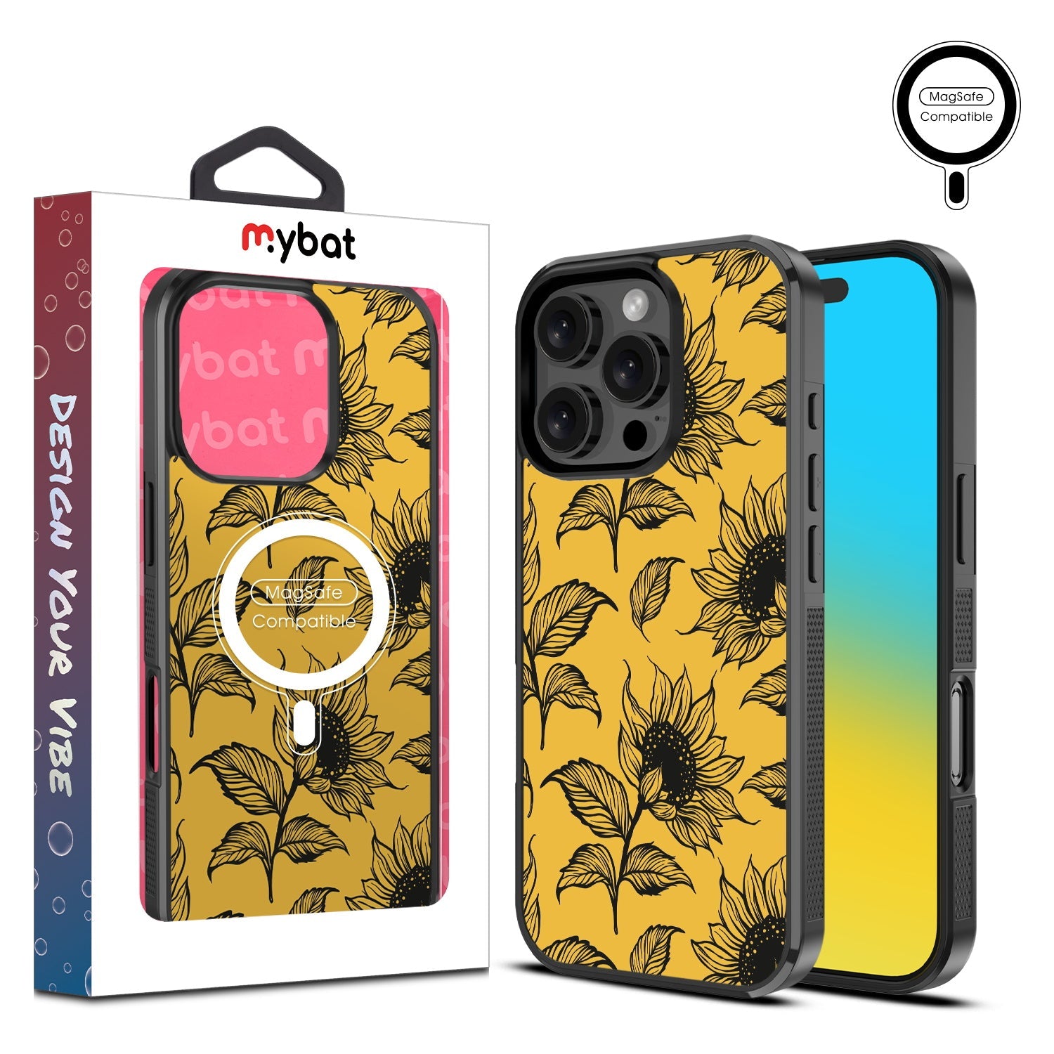 MyBat Design Lab Series MagSafe Case for Apple iPhone 16 Pro Max - Golden Sunflowers