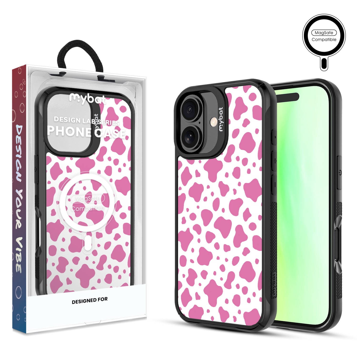 MyBat Design Lab Series MagSafe Case for Apple iPhone 17 - Pink Cow Print