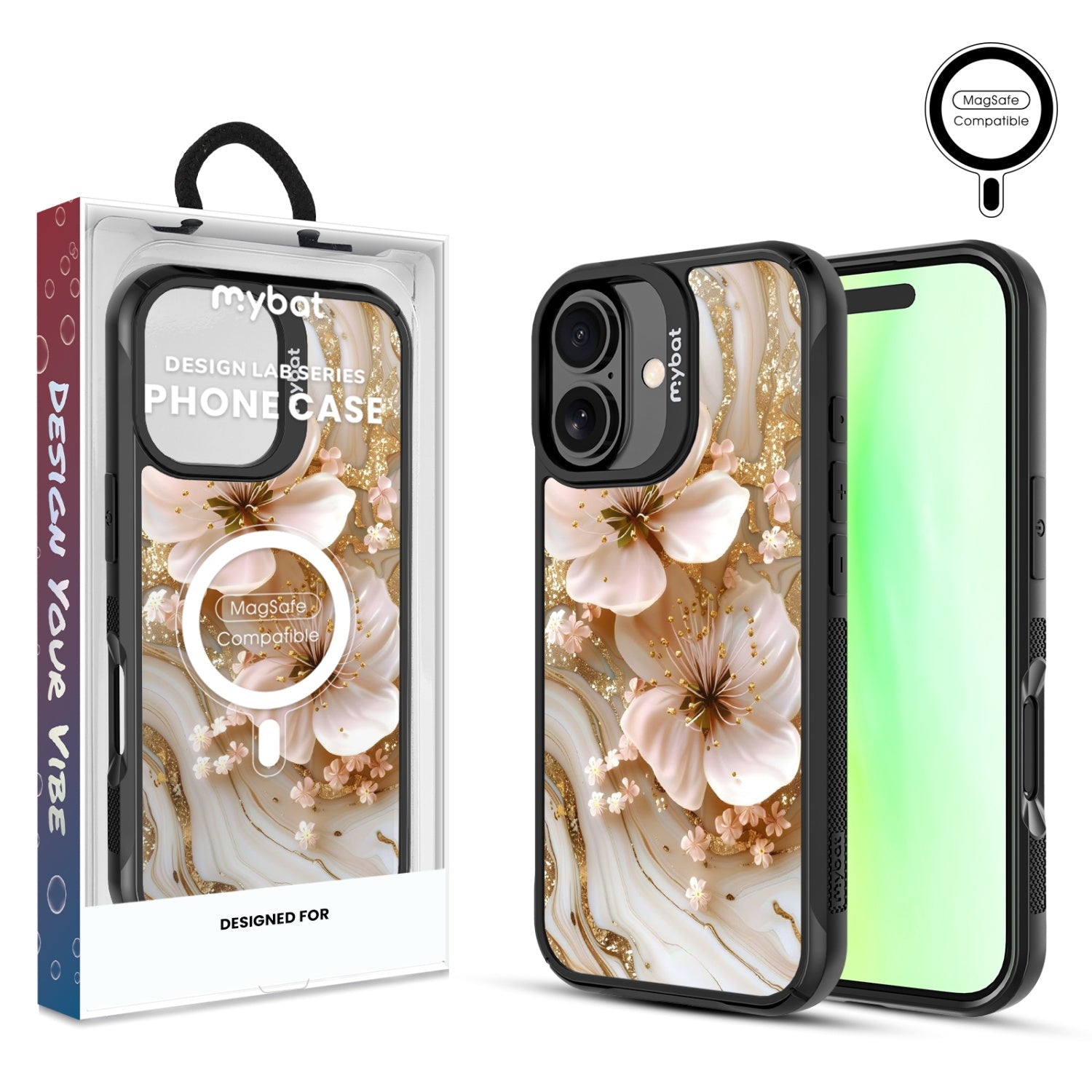 MyBat Design Lab Series MagSafe Case for Apple iPhone 17 - Golden Petal Glow