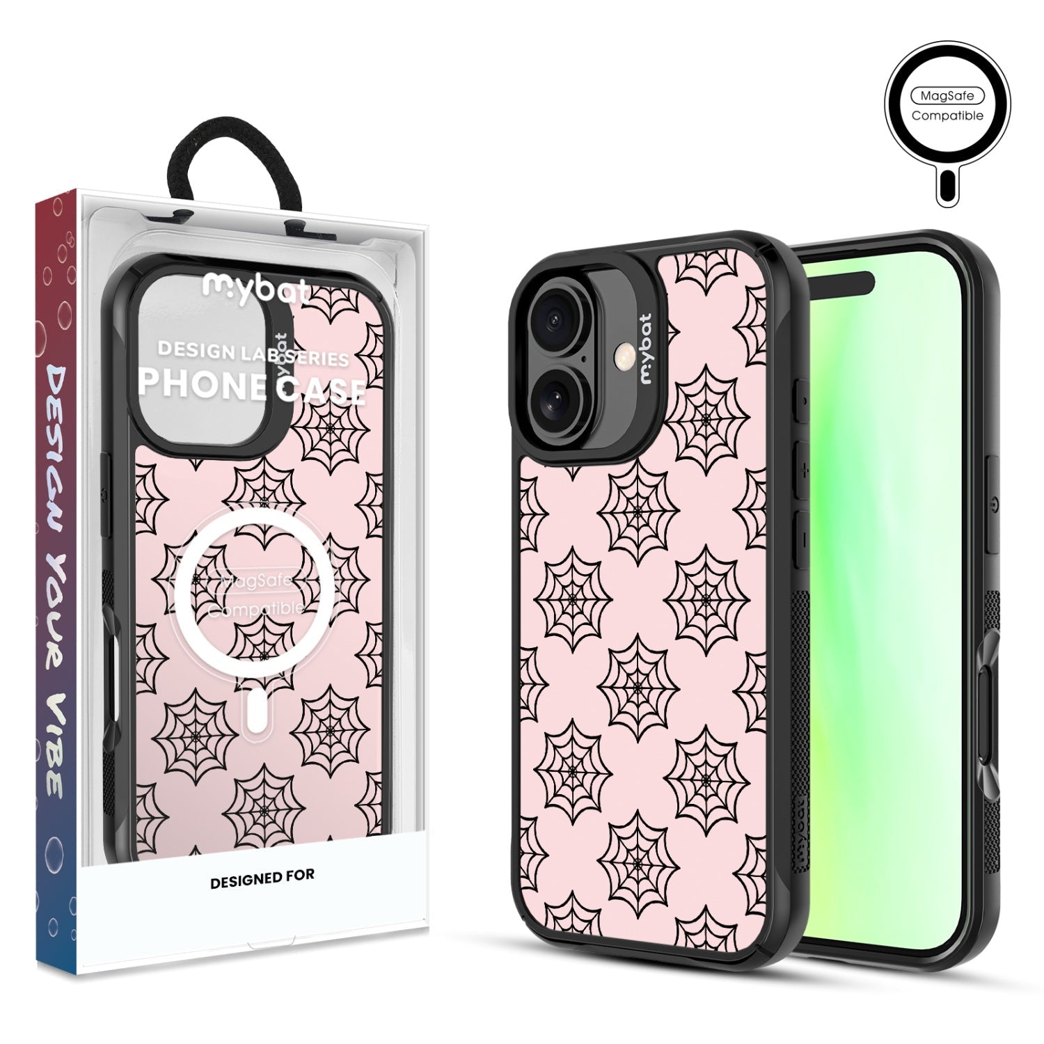 MyBat Design Lab Series MagSafe Case for Apple iPhone 17 - Pink Spider Web