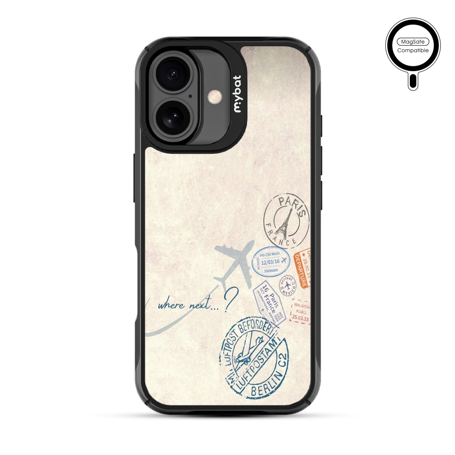 MyBat Design Lab Series MagSafe Case for Apple iPhone 17 - Passport Stamps