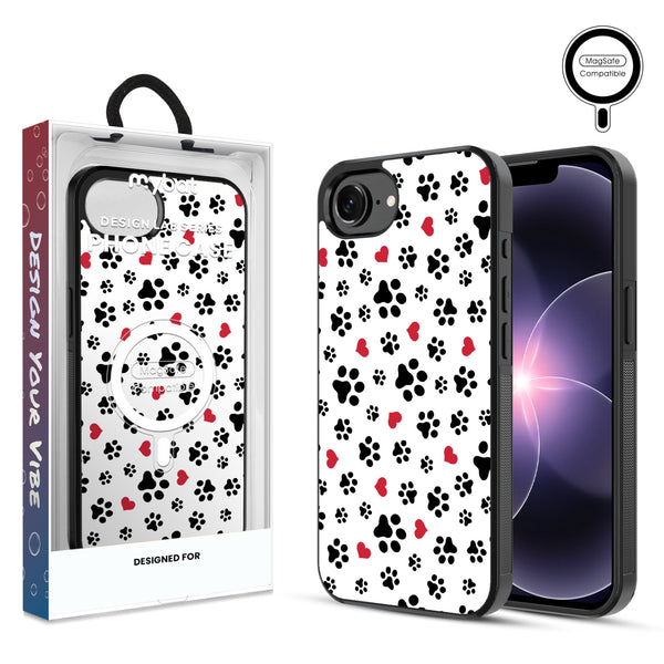 MyBat Phone case w/ MagSafe prints for Apple iPhone 17e / 16e – Paw Prints and Hearts - MIP17ECSLESMSM001.JPG