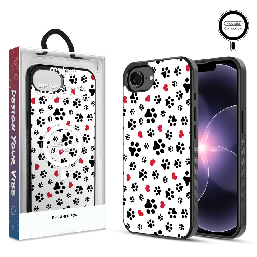 MyBat Phone case w/ MagSafe prints for Apple iPhone 17e / 16e – Paw Prints and Hearts - MIP17ECSLESMSM001.JPG