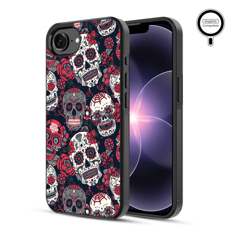 MyBat Phone case w/ MagSafe prints for Apple iPhone 17e / 16e – Sugar Rose Skulls - MIP17ECSLESMSM418-1.JPG