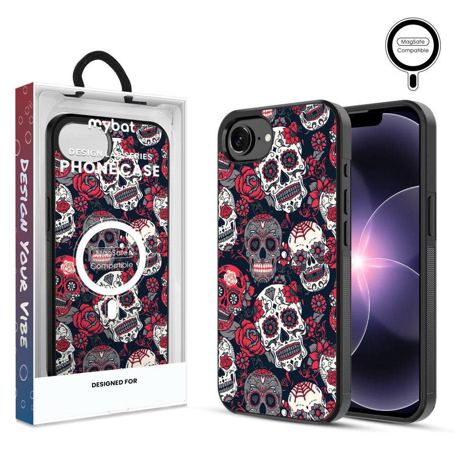 MyBat Phone case w/ MagSafe prints for Apple iPhone 17e / 16e – Sugar Rose Skulls - MIP17ECSLESMSM418.JPG