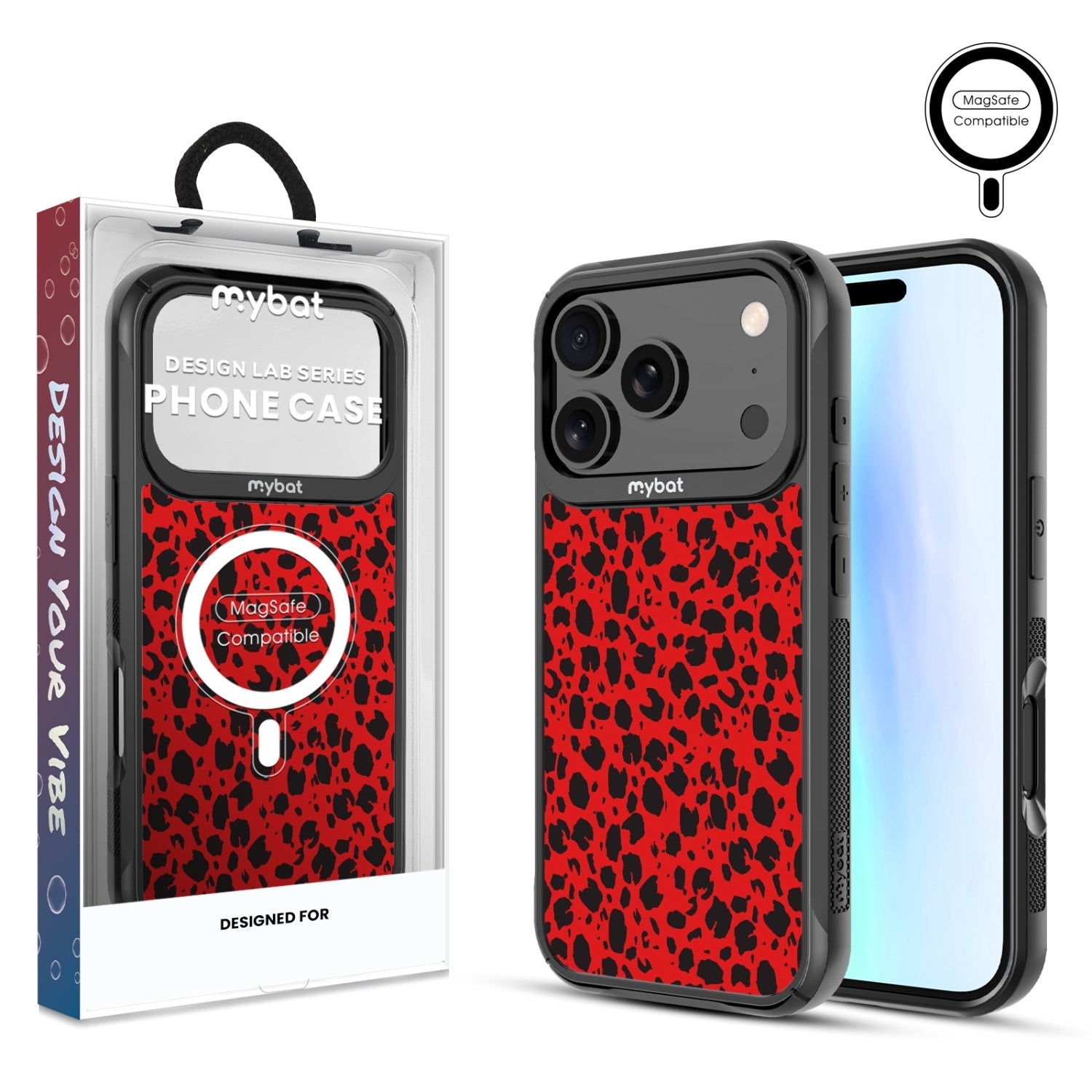 MyBat Design Lab Series MagSafe Case for Apple iPhone 17 Pro - Red Leopard Print