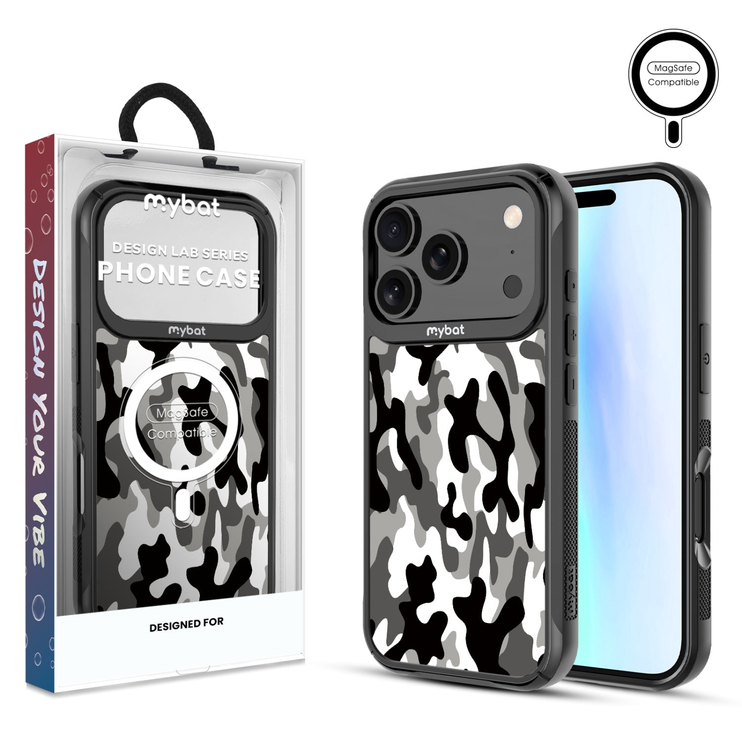 MyBat Design Lab Series MagSafe Case for Apple iPhone 17 Pro - Black & White Camouflage