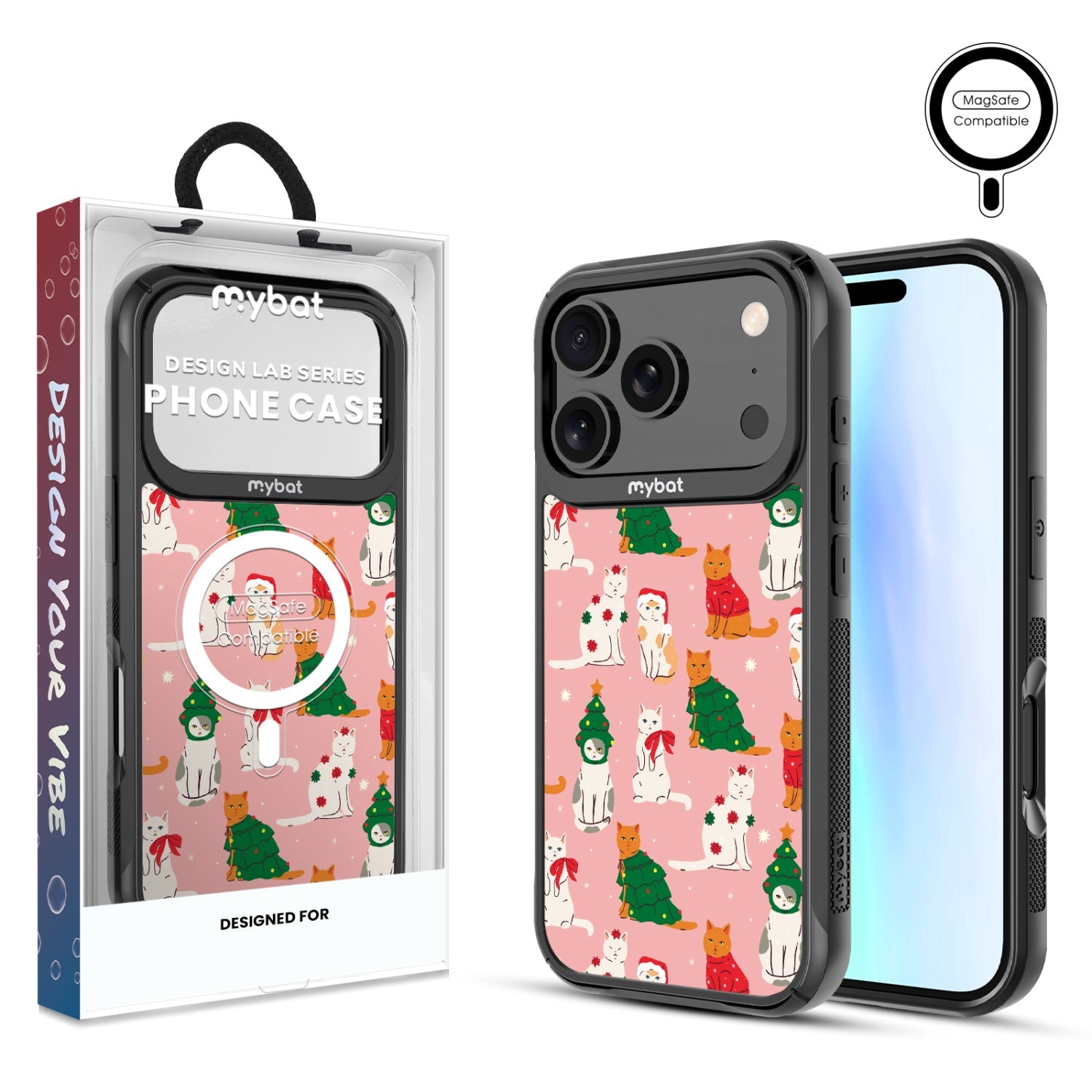 MyBat Design Lab Series MagSafe Case for Apple iPhone 17 Pro - Meowy Christmas