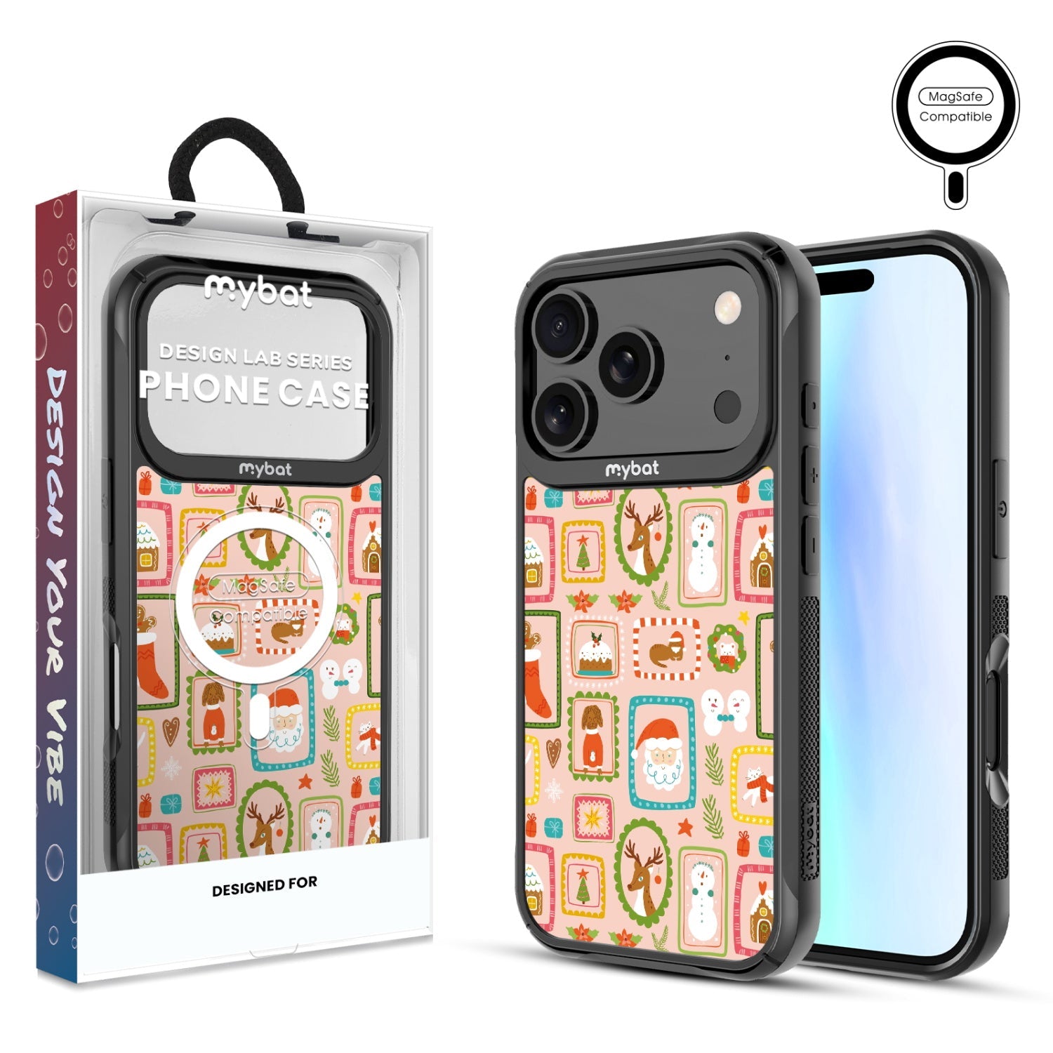 MyBat Design Lab Series MagSafe Case for Apple iPhone 17 Pro - Holiday Stamps