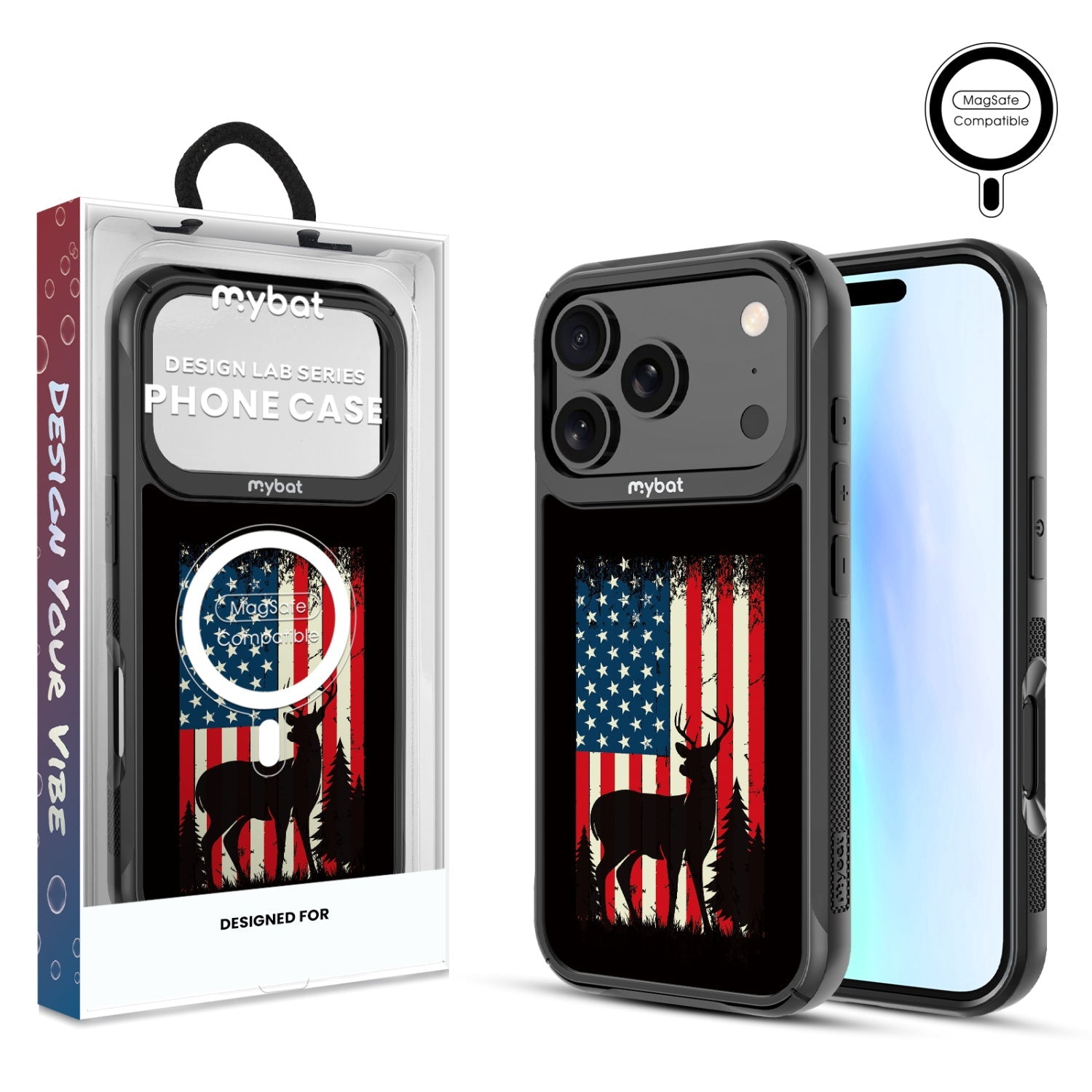 MyBat Design Lab Series MagSafe Case for Apple iPhone 17 Pro - Stars, Stripes and Stags