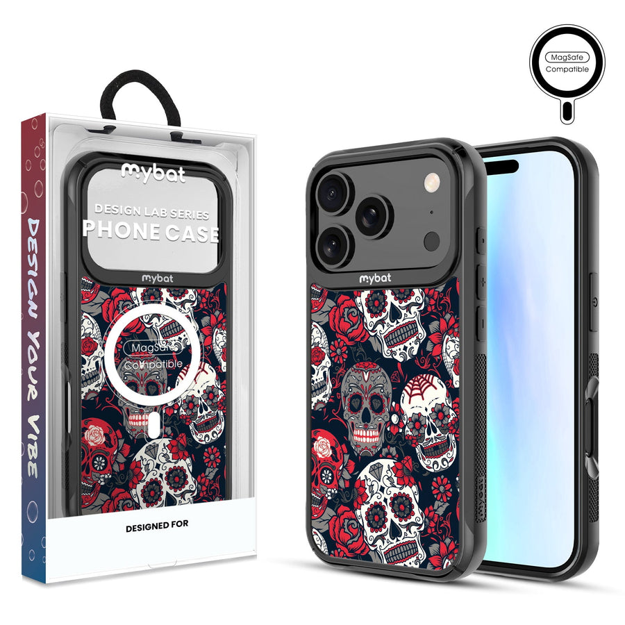 MyBat Design Lab Series MagSafe Case for Apple iPhone 17 Pro - Sugar Rose Skulls