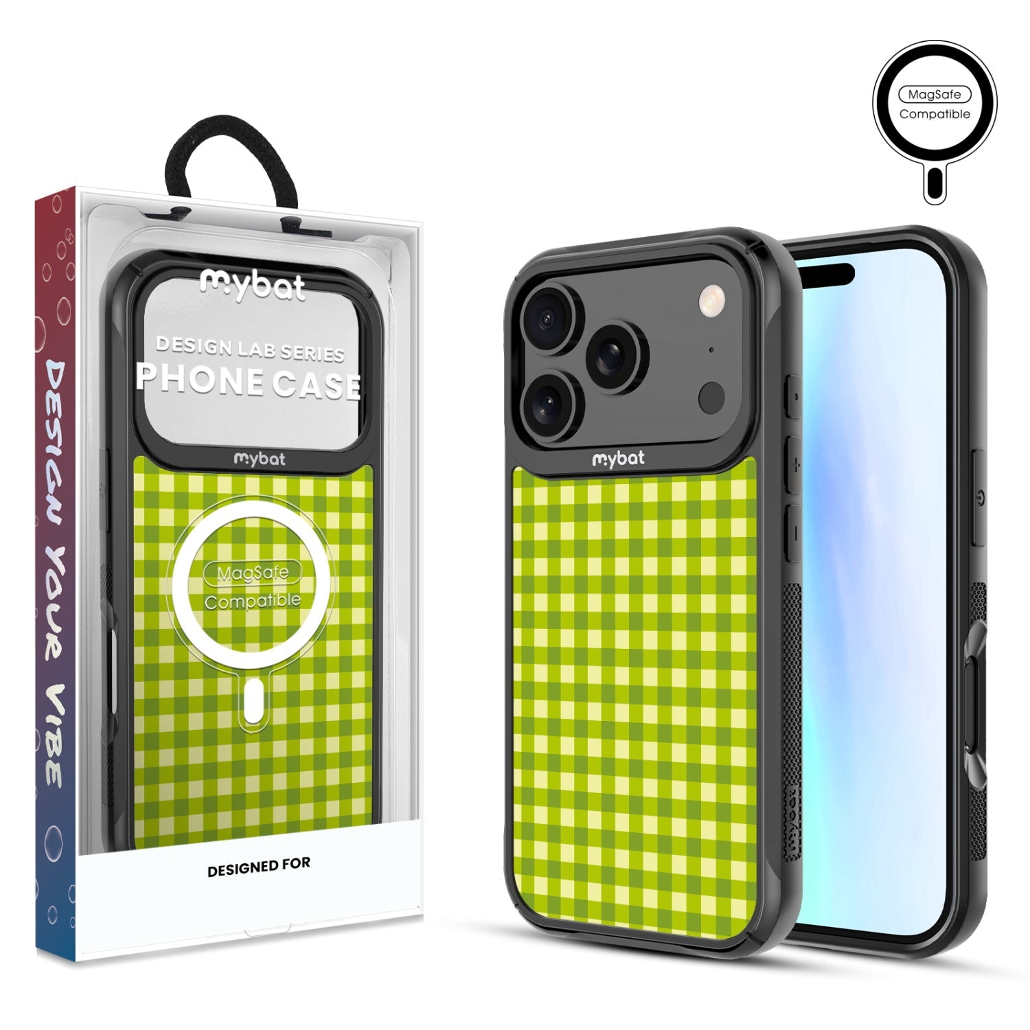 MyBat Design Lab Series MagSafe Case for Apple iPhone 17 Pro - Green Gingham