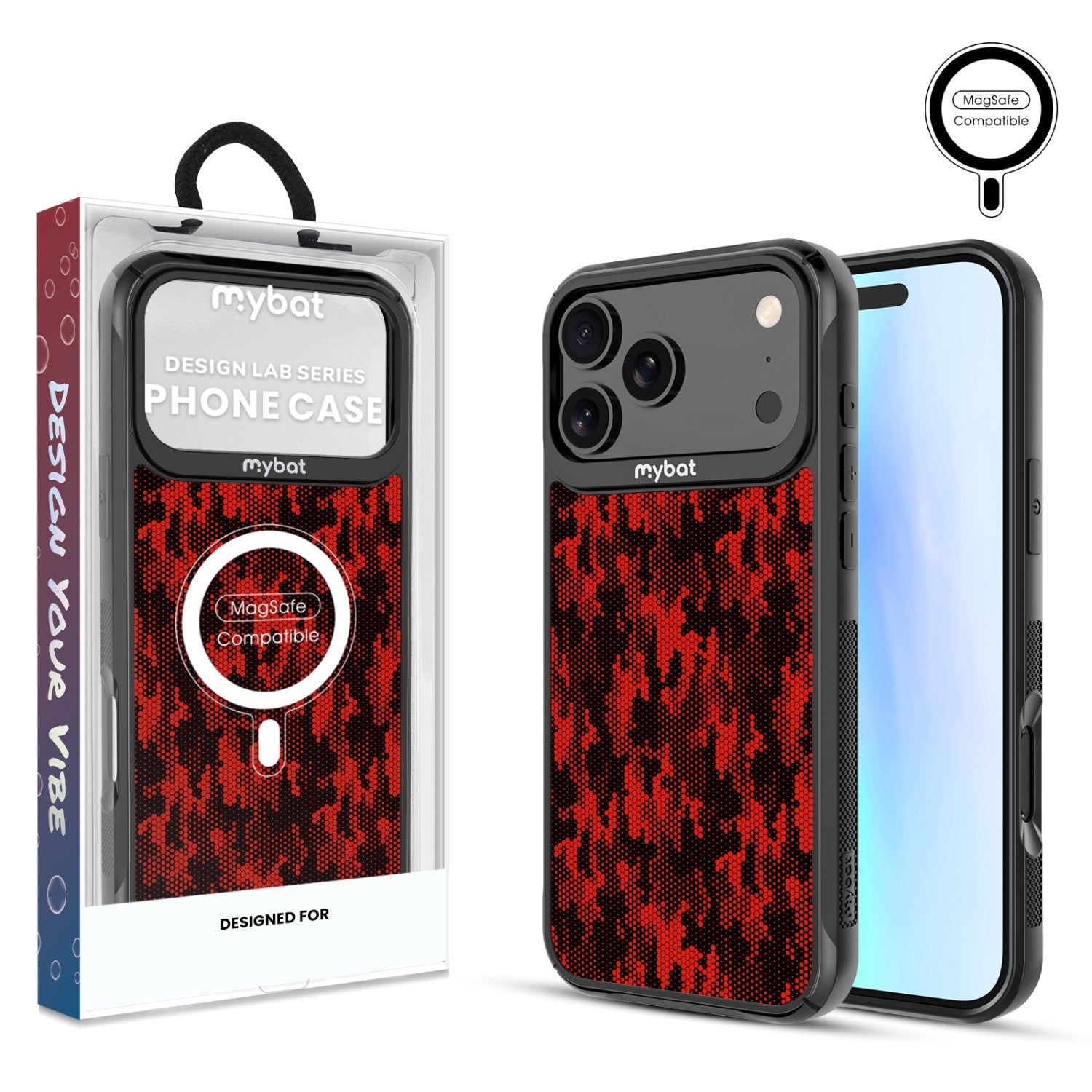 MyBat Design Lab Series MagSafe Case for Apple iPhone 17 Pro Max - Red Digital Camouflage