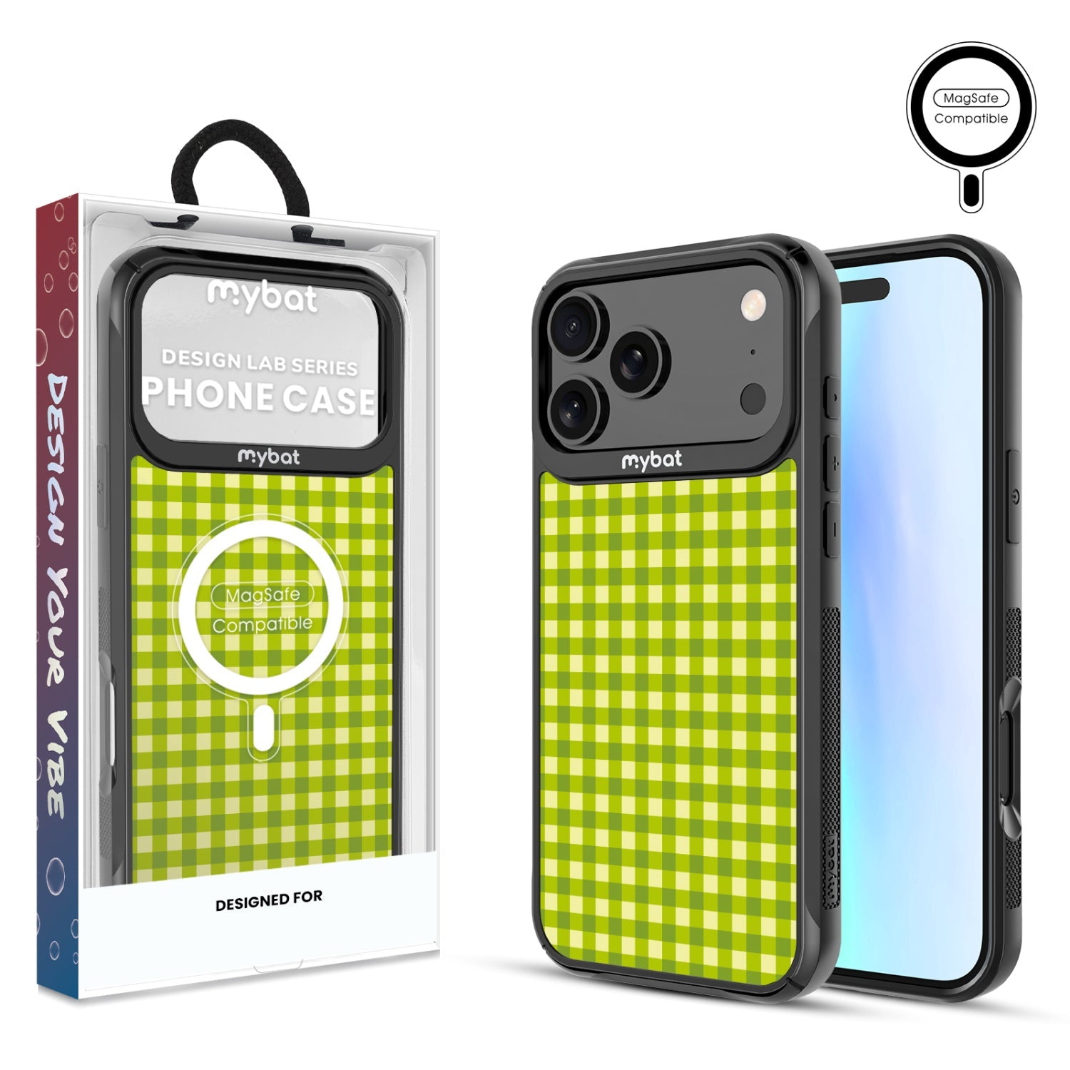 MyBat Design Lab Series MagSafe Case for Apple iPhone 17 Pro Max - Green Gingham