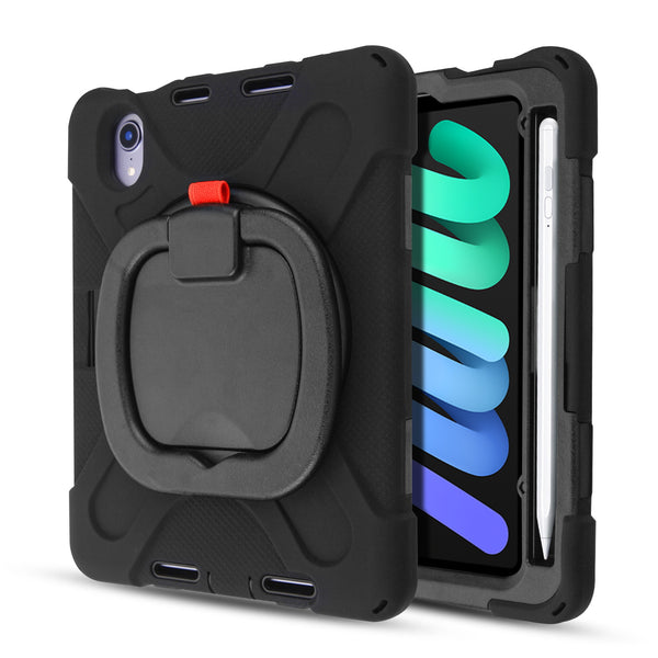 MyBat Rotatable Stand Shockproof Protector Cover for Apple iPad mini 6 (2021) / iPad mini 7 (2024) - Black / Black - MIPMI6CSRSSS251-2.jpg