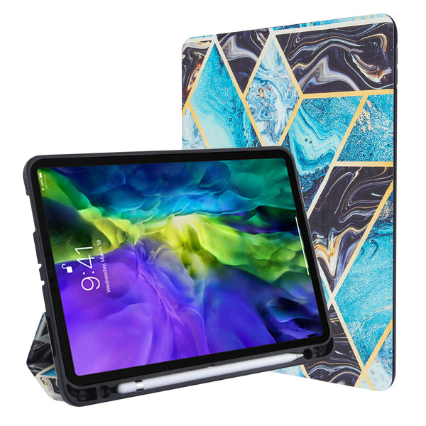 MyBat Slim Fit Smart MyJacket with Trifold Stand for Apple iPad Pro 11 (2020)/iPad Pro 11 (2022) / iPad Pro 11 (2021) - Black / Blue Mixed Marbling - MIPP11PCMJT021-1.jpg