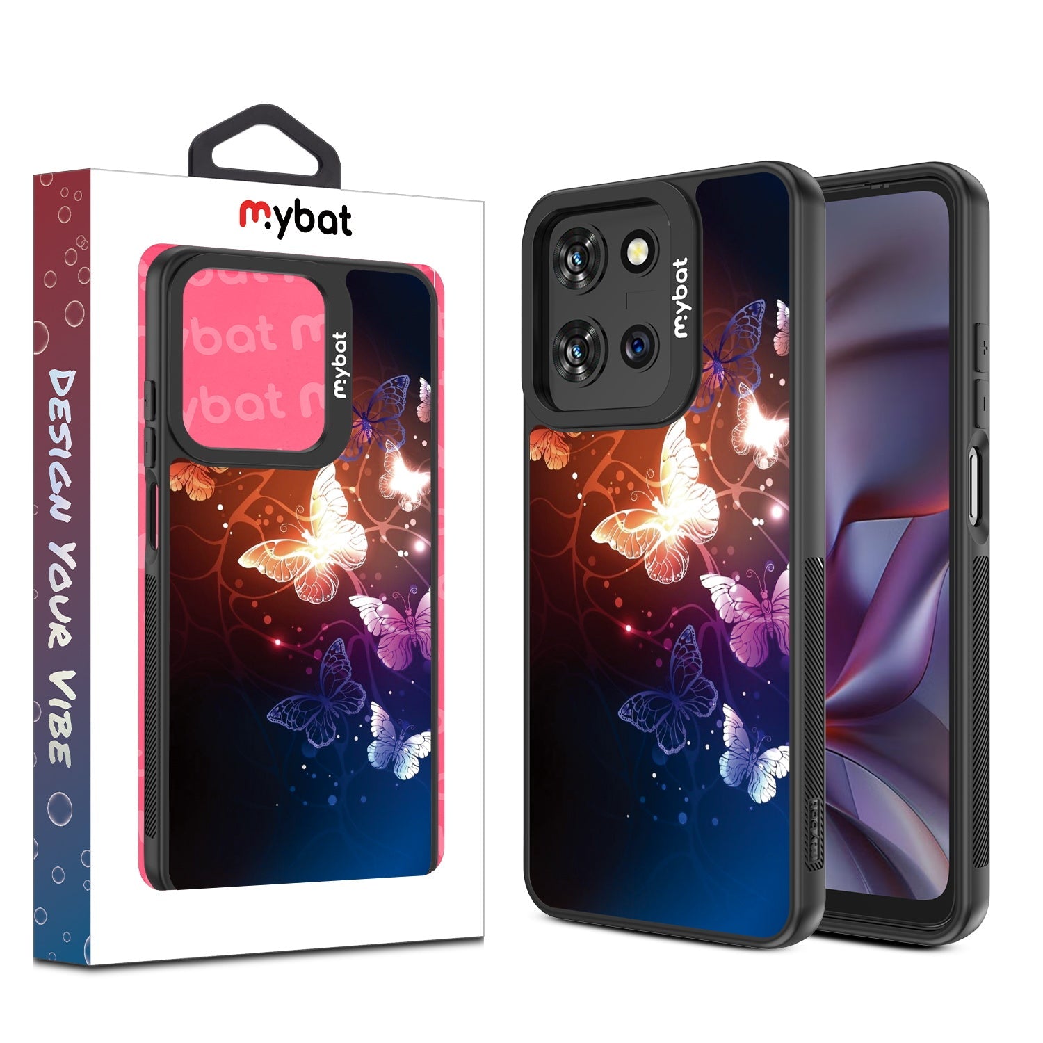 MyBat Design Lab Series Case for Motorola Moto G 5G (2025) / Moto G 5G (2026) / Moto G Play (2026) – Neon Butterflies