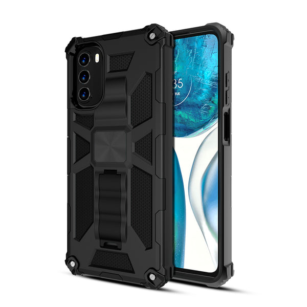 MyBat Sturdy Hybrid Protector Cover (with Stand) for Motorola Moto G 5G (2022) - Black / Black - MMG5GCSFSSS001-2.jpg