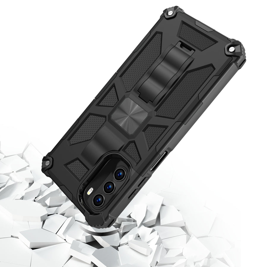 MyBat Sturdy Hybrid Protector Cover (with Stand) for Motorola Moto G 5G (2022) - Black / Black - MMG5GCSFSSS001-5.jpg