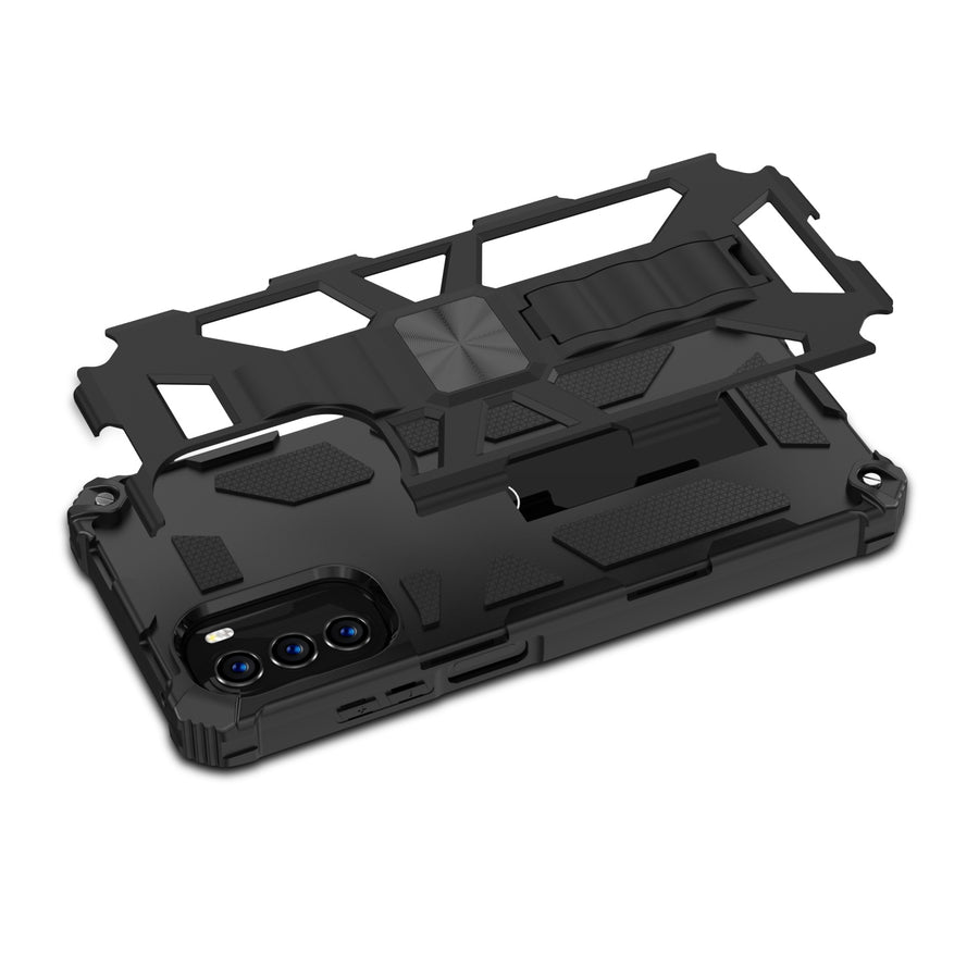 MyBat Sturdy Hybrid Protector Cover (with Stand) for Motorola Moto G 5G (2022) - Black / Black - MMG5GCSFSSS001-8.jpg