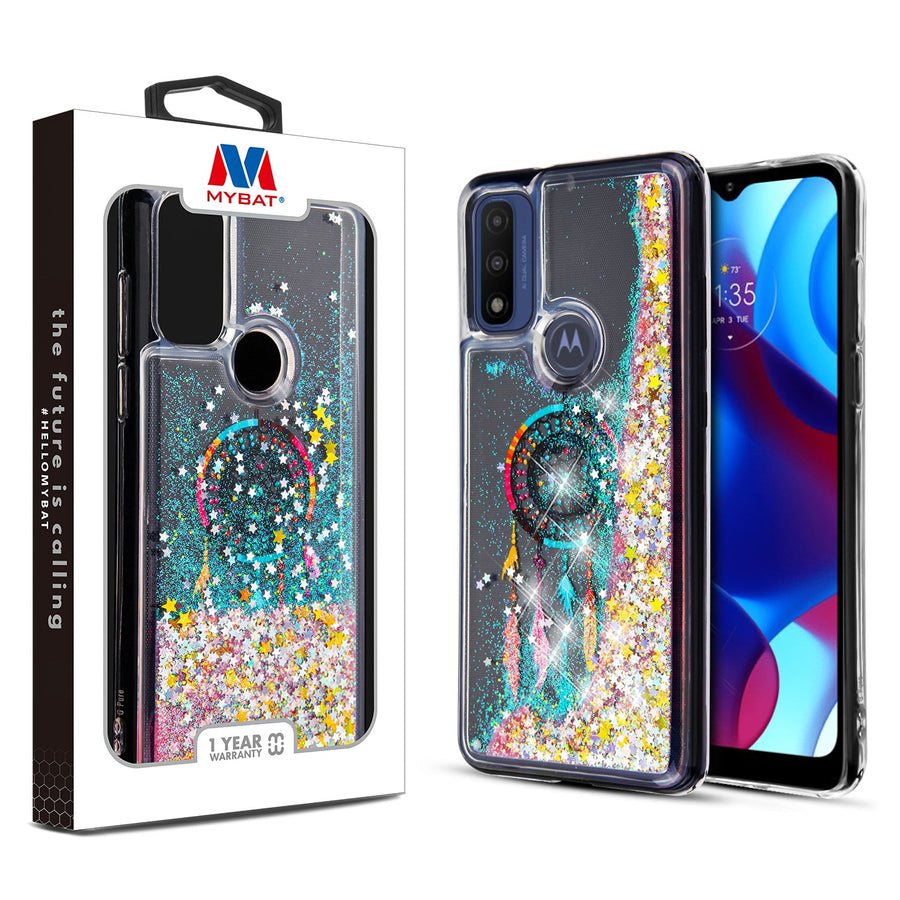 MyBat Quicksand Glitter Hybrid Protector Cover for Motorola Moto G Pure / Moto G Power (2022) - Dreamcatcher & Gold Stars