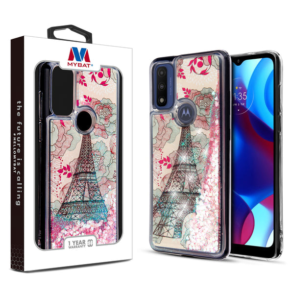 MyBat Quicksand Glitter Hybrid Protector Cover for Motorola Moto G Pure / Moto G Power (2022) - Eiffel Tower & Pink Hearts - MMGPCSGTMM014-1.jpg
