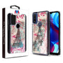 MyBat Quicksand Glitter Hybrid Protector Cover for Motorola Moto G Pure / Moto G Power (2022) - Eiffel Tower & Pink Hearts