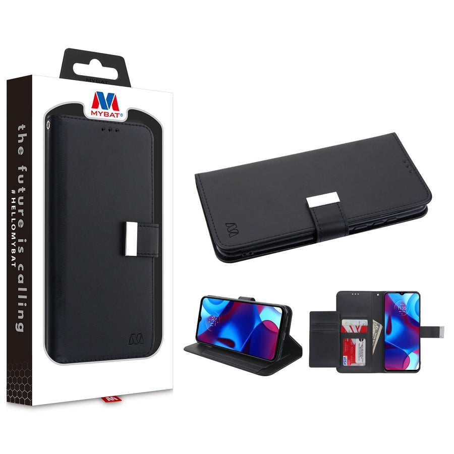 MyBat MyJacket Wallet Xtra Series for Motorola Moto G Pure / Moto G Power (2022) - Black / Black