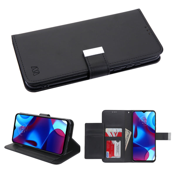 MyBat MyJacket Wallet Xtra Series for Motorola Moto G Pure / Moto G Power (2022) - Black / Black - MMGPPCMJG031-2.jpg