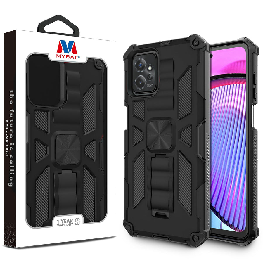 MyBat Sturdy Hybrid Protector Cover (with Stand) for Motorola Moto G Power 5G (2023) - Black / Black