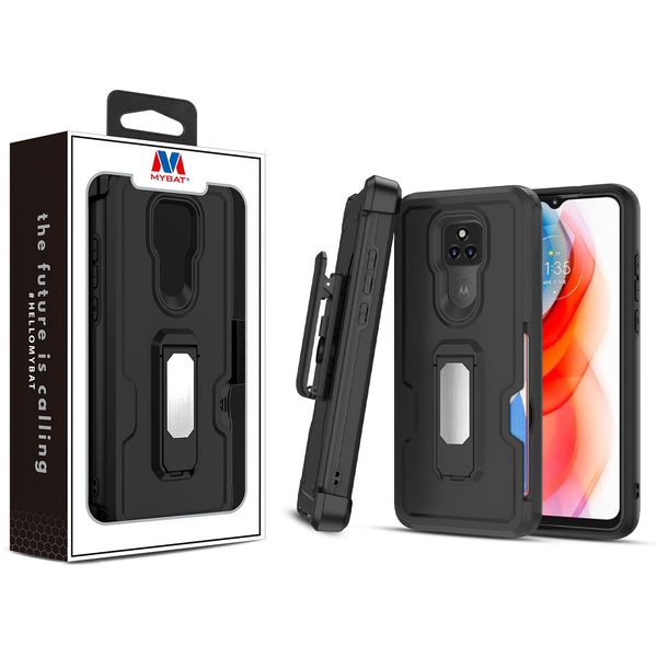 MyBat Grip Stand Protector Case Combo (with Black Holster)(with Card Wallet) for Motorola Moto G Play (2021) - Black / Black - MMGPY21CS3NES271-1.jpg