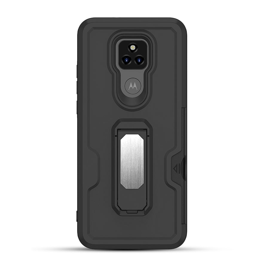 MyBat Grip Stand Protector Case Combo (with Black Holster)(with Card Wallet) for Motorola Moto G Play (2021) - Black / Black - MMGPY21CS3NES271-3.jpg