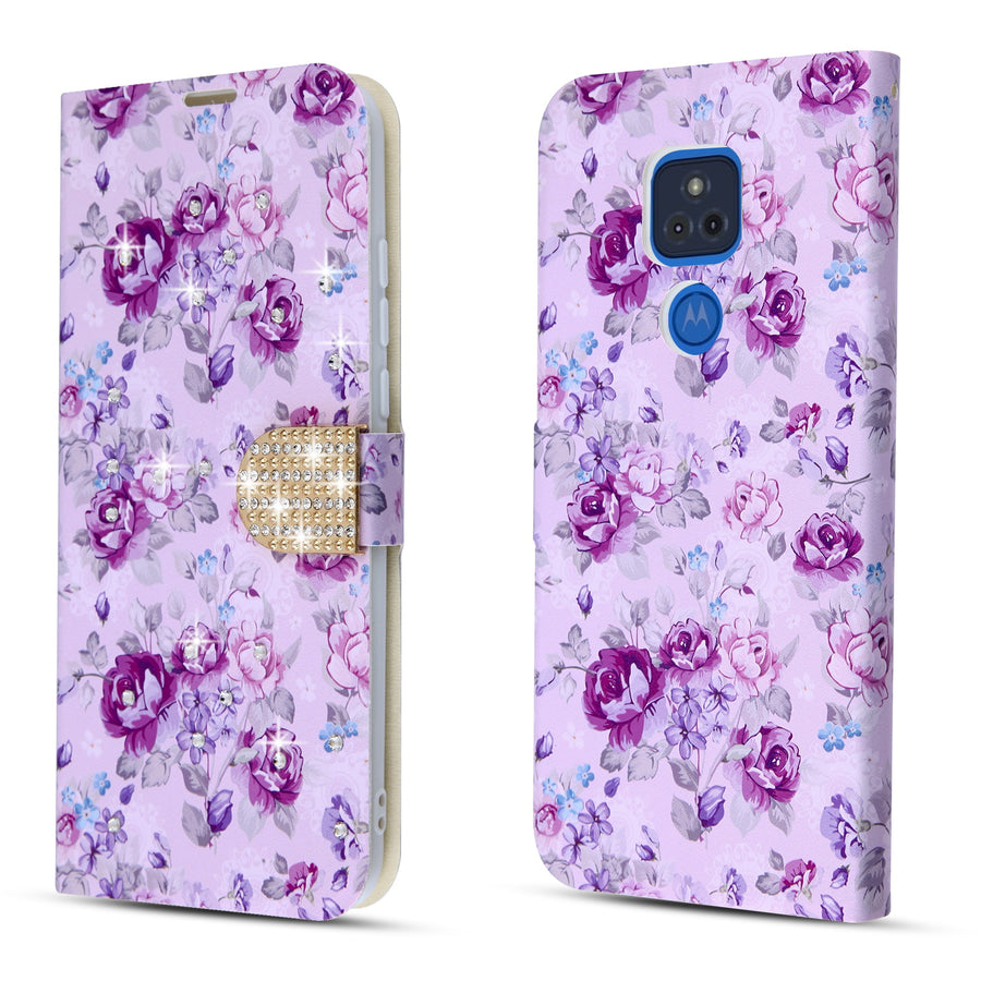 MyBat MyJacket Wallet Diamond Series for Motorola Moto G Play (2021) - Fresh Purple Flowers - MMGPY21PCMJD103-6.jpg