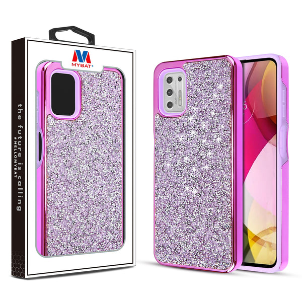 MyBat Encrusted Rhinestones Hybrid Case for Motorola Moto G Stylus (2021) - Electroplated Purple / Purple - MMGST21CSFSSD103-1.jpg