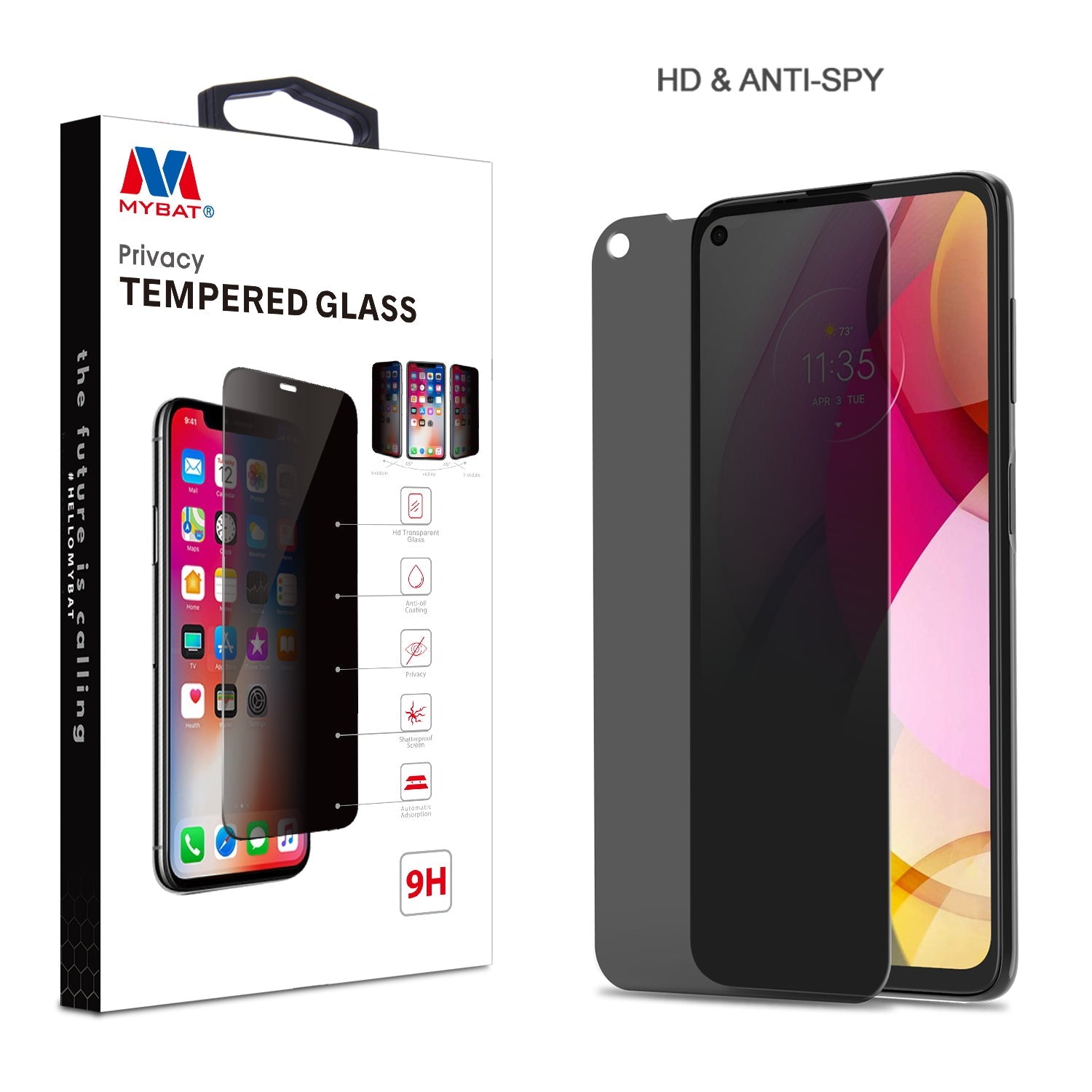 MyBat Privacy Tempered Glass Screen Protector (2.5D) for Motorola Moto G Stylus (2021) / Moto G Stylus 5G - Clear