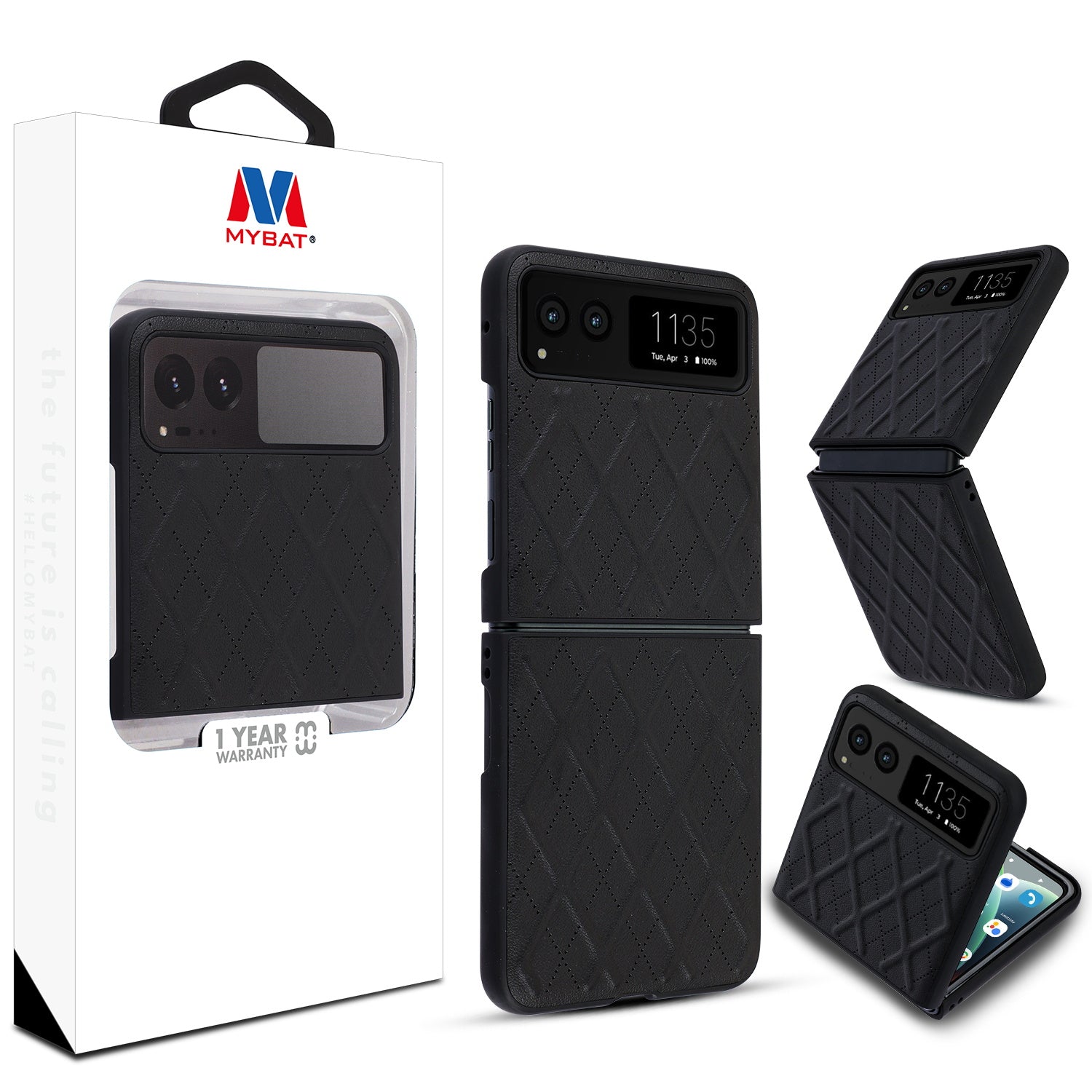 MyBat Leather Protector Case for Motorola razr (2023) - Black - MMRAZRCSFSSS441-1.jpg