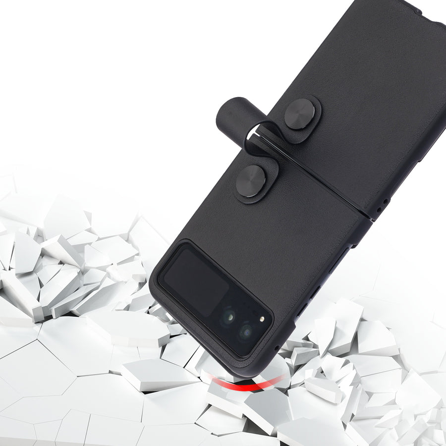 MyBat Leather Protector Case (with Lanyard) for Motorola razr (2023) - Black - MMRAZRCSFSSS461-5.jpg