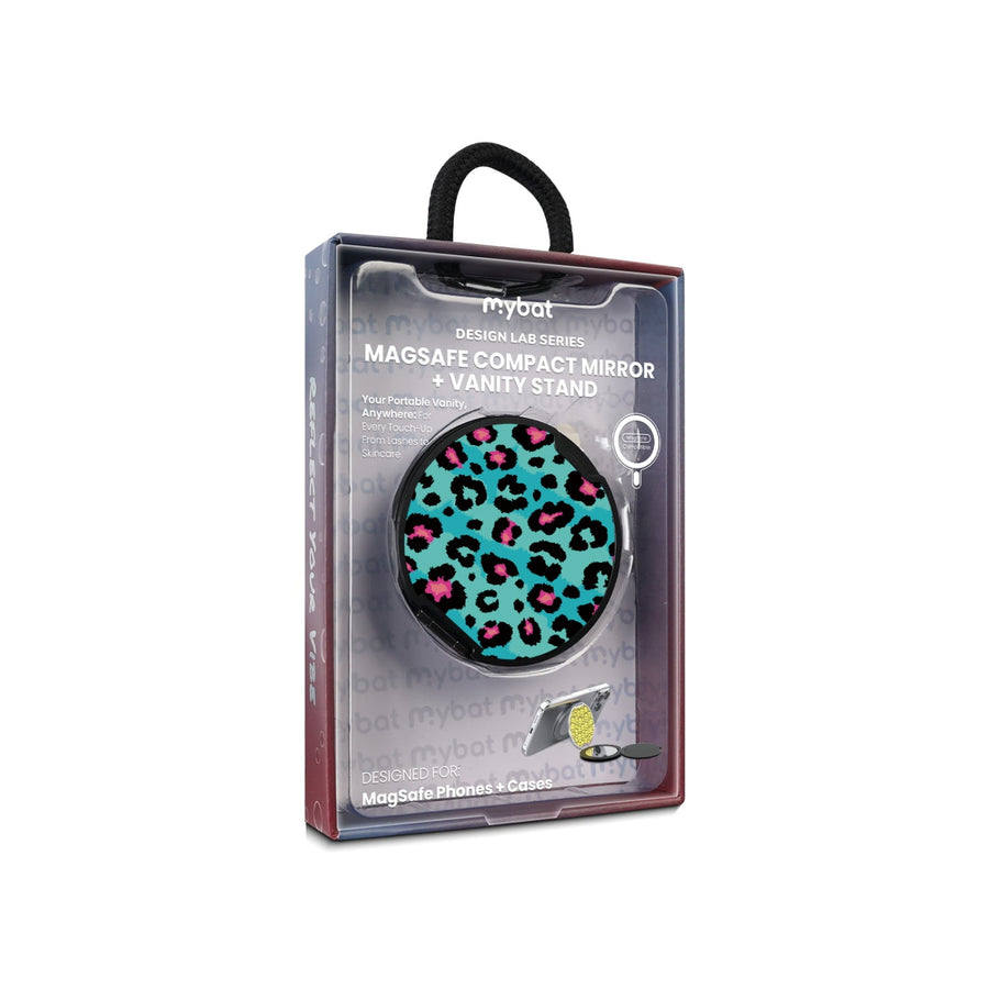MyBat Design Lab MagSafe Selfie Mirror Kickstand - Black - Multicolor Leopard
