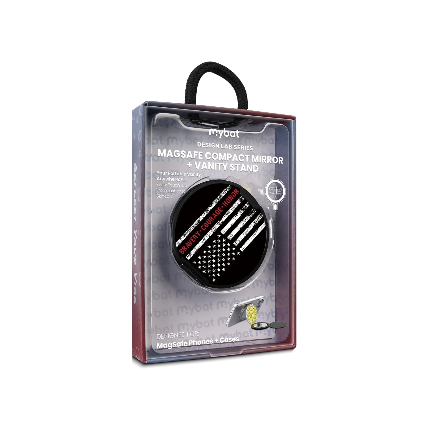 MyBat Design Lab MagSafe Selfie Mirror Kickstand - Black - Firefighter Flag