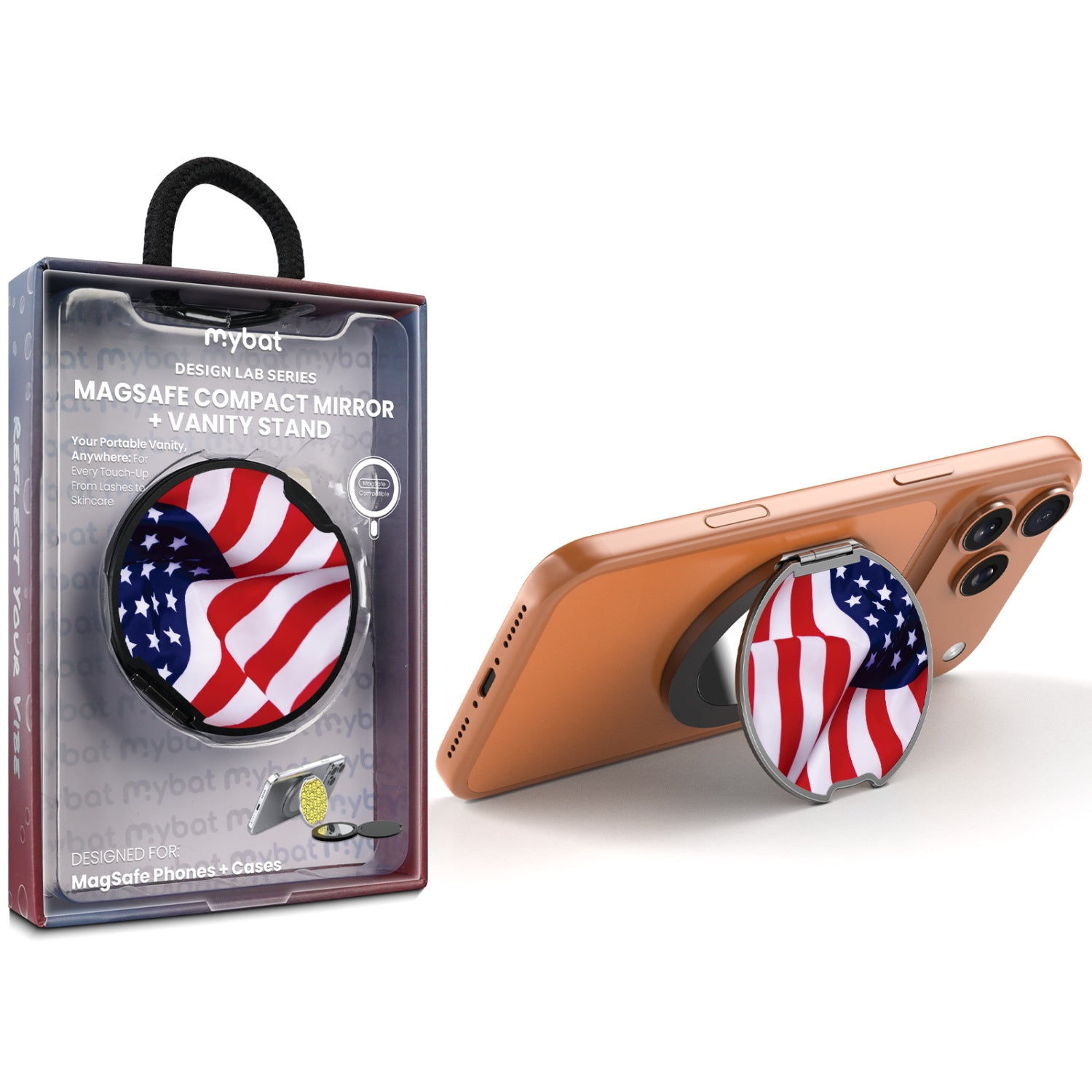 MyBat Design Lab MagSafe Selfie Mirror Kickstand - Black - Stars & Stripes - MOTHMNUSU331-042-1.jpg